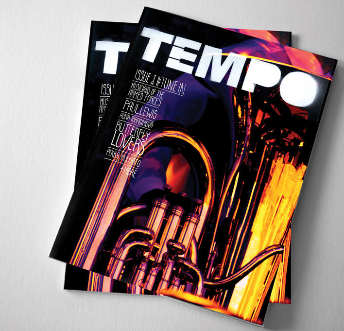 The front cover of Tempo Magazine which features the masthead logo stenciled across the top, hand-written issue features and vibrant photography.